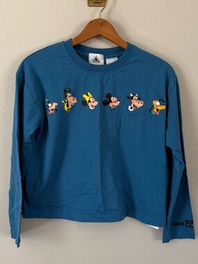 Walt Disney World Long Sleeve Cropped Tee Blue Size Small